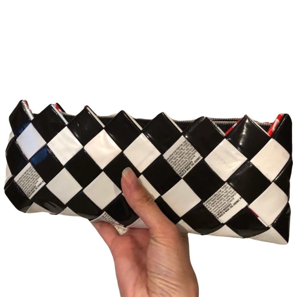 {Nahui Ollin} Candy Wrapper Clutch (Blk/Wht/Red)